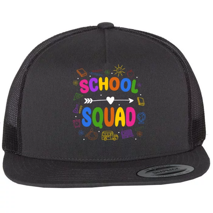 School Squad Colorful Education Fun Flat Bill Trucker Hat