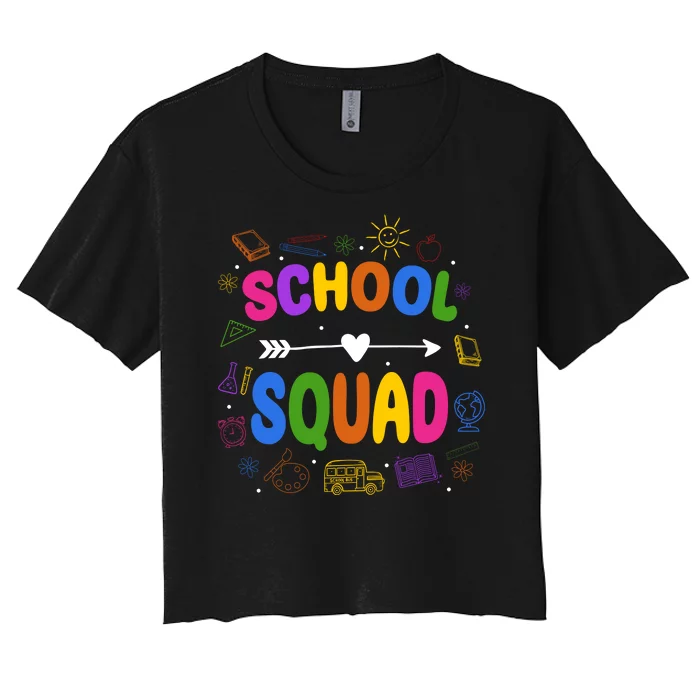 School Squad Colorful Education Fun Women's Crop Top Tee