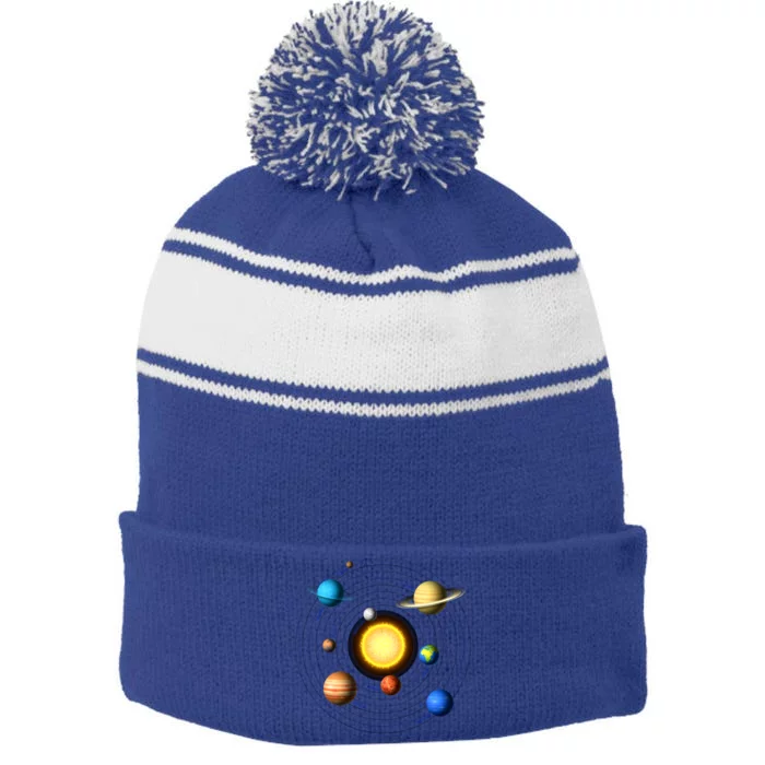 Solar System Cool Gift Perfect Space Enthusiasts Gift Gift Stripe Pom Pom Beanie