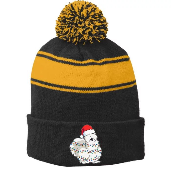 Silkie Silky Chicken Funny Christmas Stripe Pom Pom Beanie