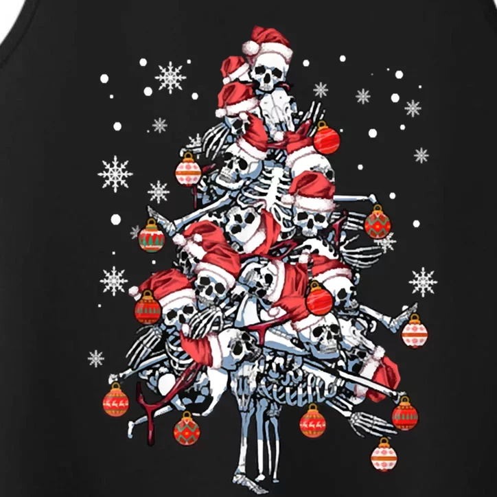 Sugar Skull Christmas Tree Skeleton Santa Hat Xmas Vibes Gift Performance Tank