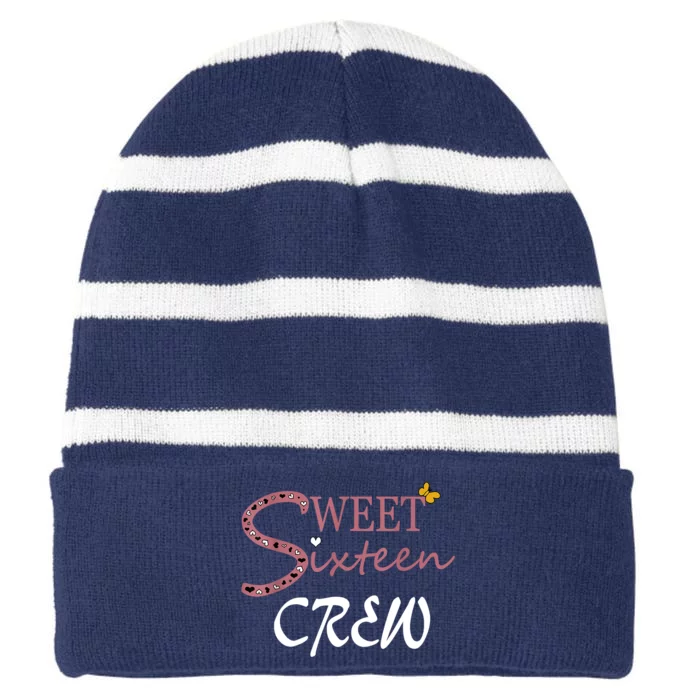 Sweet Sixteen Crew, Celebración De Cumpleaños 16 Tripulación Striped Beanie with Solid Band