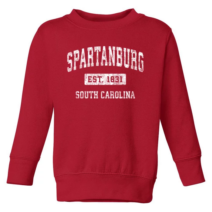 Spartanburg South Carolina Sc Vintage Established Sports Toddler Sweatshirt