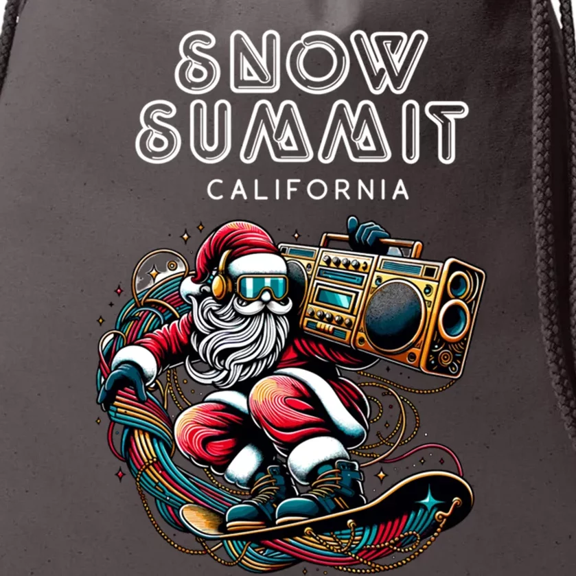 Snow Summit California Cool Snowboard Christmas Santa Gift Drawstring Bag