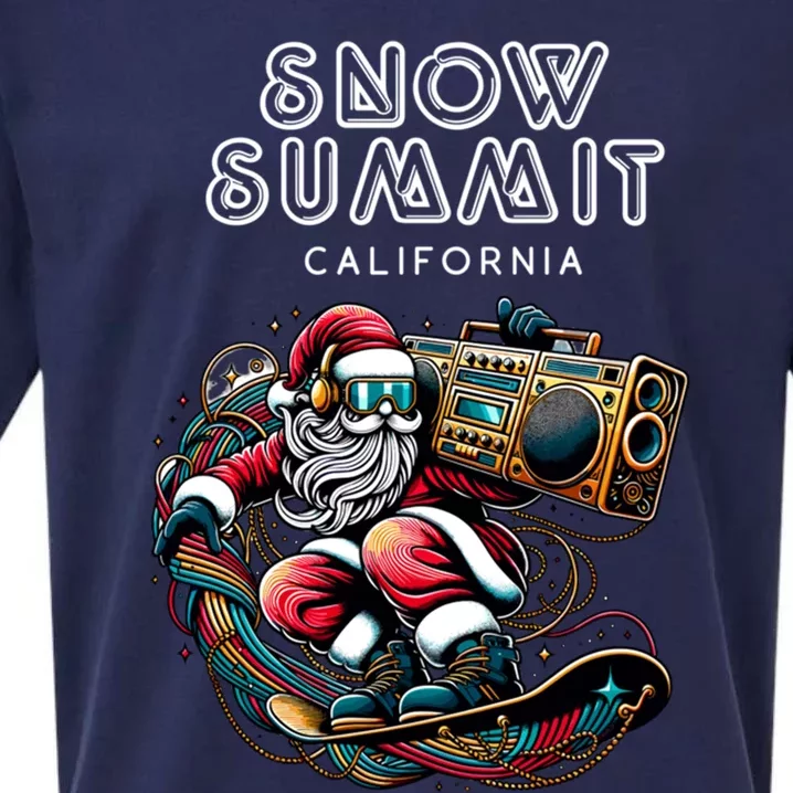 Snow Summit California Cool Snowboard Christmas Santa Gift Sueded Cloud Jersey T-Shirt