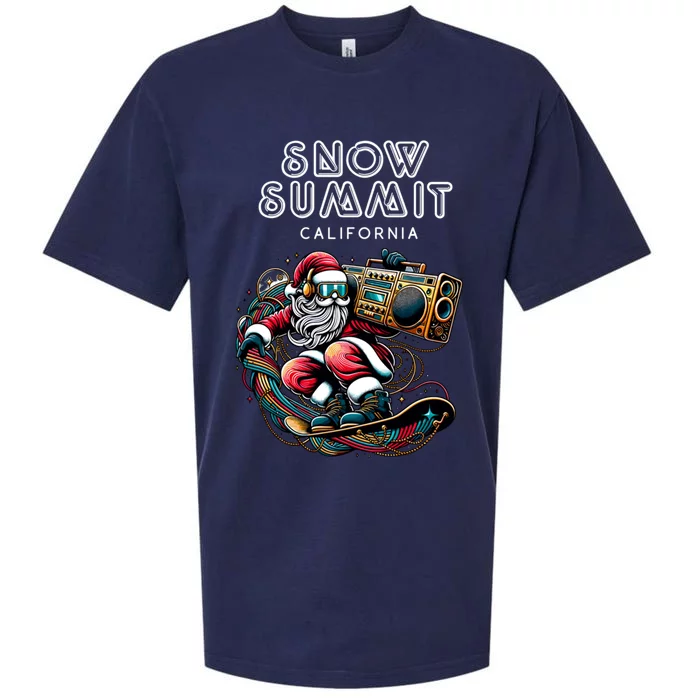 Snow Summit California Cool Snowboard Christmas Santa Gift Sueded Cloud Jersey T-Shirt