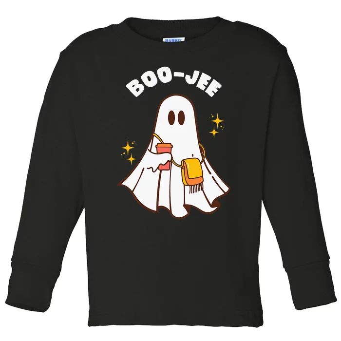 Spooky Season Cute Ghost Halloween Costume Boujee Boo Jee Toddler Long Sleeve Shirt