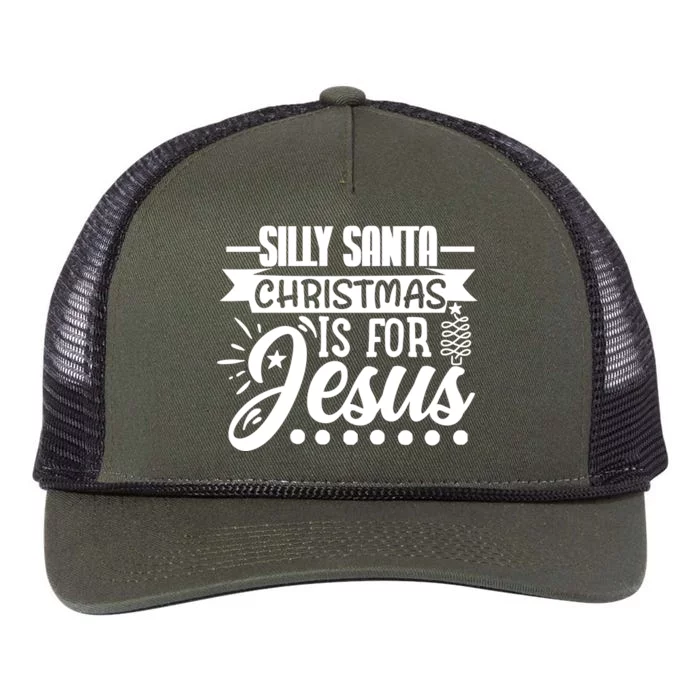 Silly Santa Christmas Is For Jesus Holiday Retro Rope Trucker Hat Cap