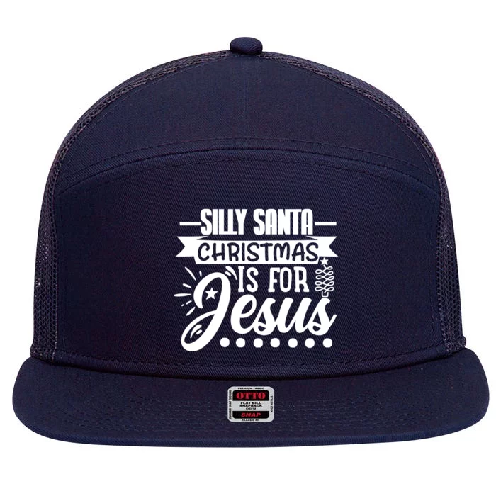 Silly Santa Christmas Is For Jesus Holiday 7 Panel Mesh Trucker Snapback Hat