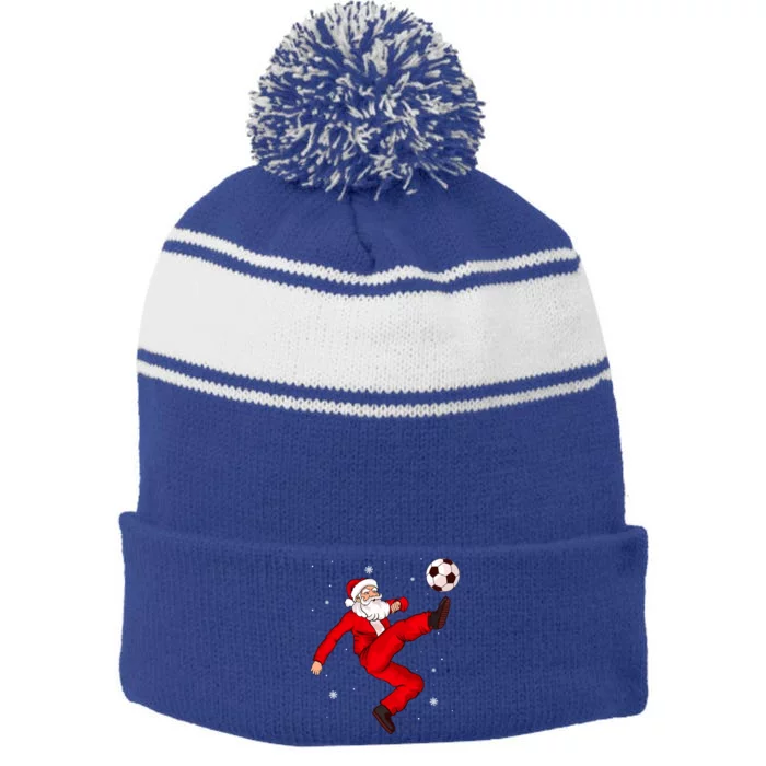 Soccer Santa Christmas Boys Sport Player Xmas Pajamas Funny Gift Stripe Pom Pom Beanie