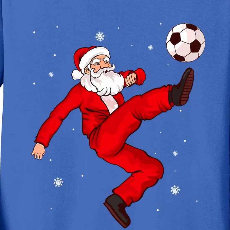 Soccer Santa Christmas Boys Sport Player Xmas Pajamas Funny Gift Kids Long Sleeve Shirt