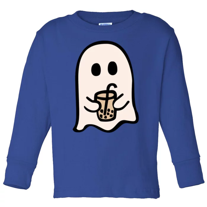 Spooky Season Cute Little Ghost Ice Coffee Halloween Funny Gift Toddler Long Sleeve Shirt