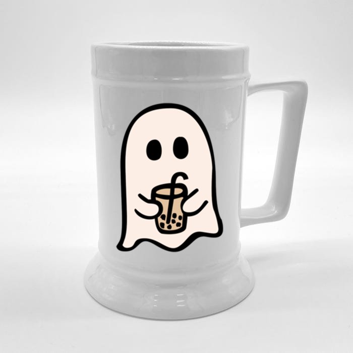 Spooky Season Cute Little Ghost Ice Coffee Halloween Funny Gift Front & Back Beer Stein