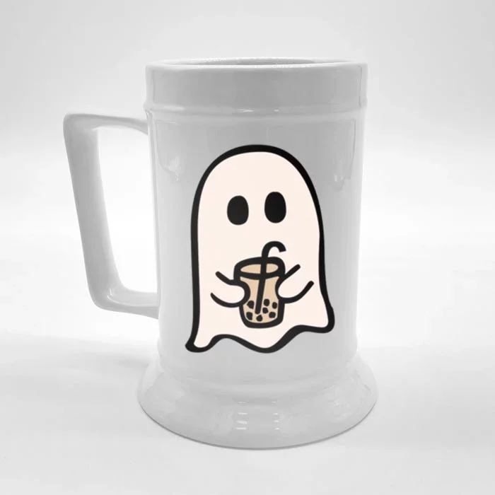 Spooky Season Cute Little Ghost Ice Coffee Halloween Funny Gift Front & Back Beer Stein