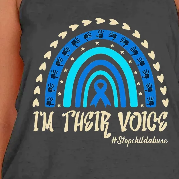 Support Squad Child Abuse Prevention Month Awareness April Women's Knotted Racerback Tank