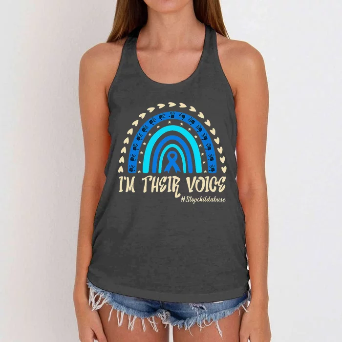 Support Squad Child Abuse Prevention Month Awareness April Women's Knotted Racerback Tank