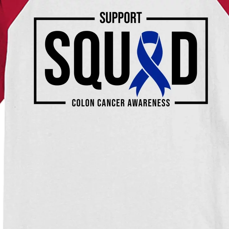 Support Squad Colon Cancer Awareness Kids Colorblock Raglan Jersey