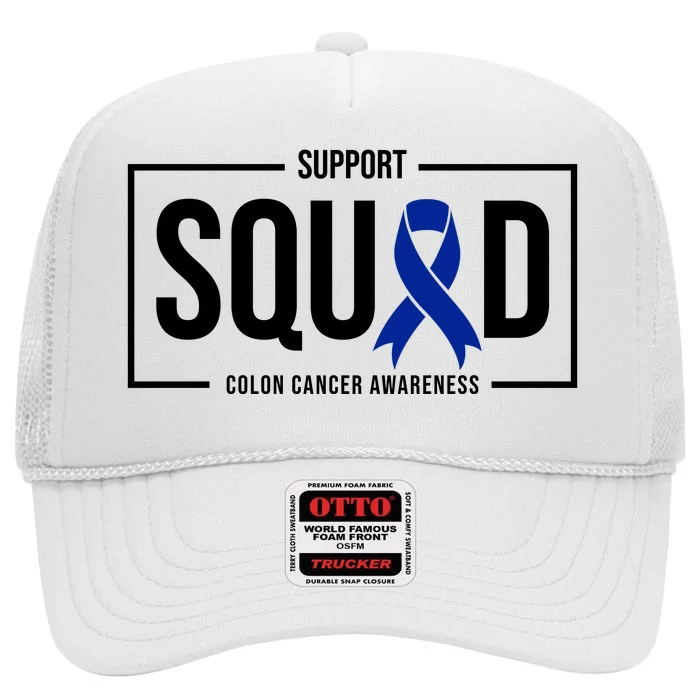 Support Squad Colon Cancer Awareness High Crown Mesh Trucker Hat