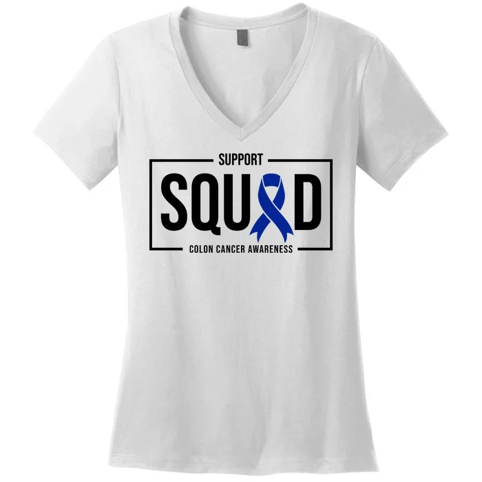 Support Squad Colon Cancer Awareness Women's V-Neck T-Shirt