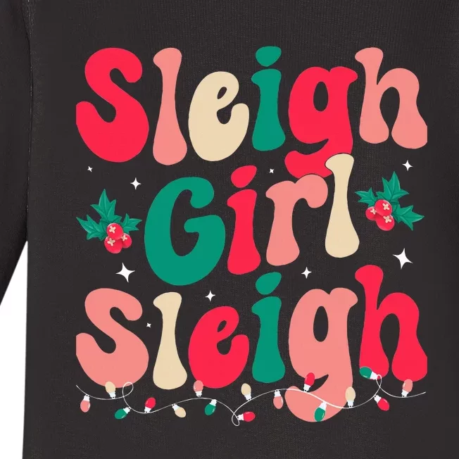 Sleigh  Sleigh Christmas Retro Xmas Holiday Baby Long Sleeve Bodysuit