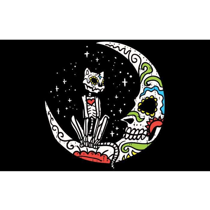 Sugar Skull Cat Moon Dia De Los Muertos Halloween Costume Bumper Sticker