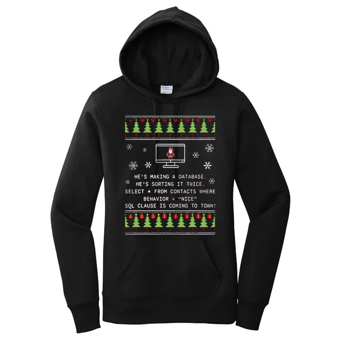 SQL Santa Claus Database Clause Developer Code DB Programmer Women's Pullover Hoodie