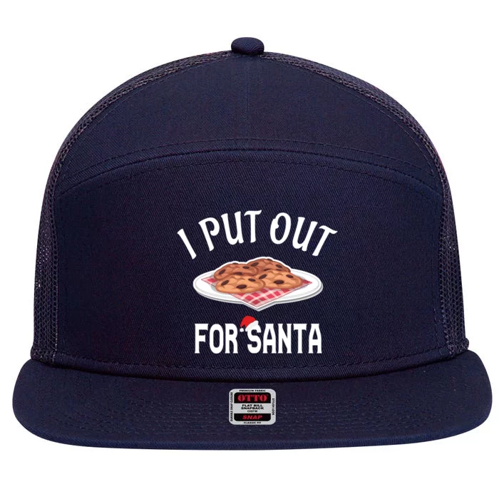 Santa Sweater Christmas Pajamas I Put Out For Santa Cookies Gift 7 Panel Mesh Trucker Snapback Hat