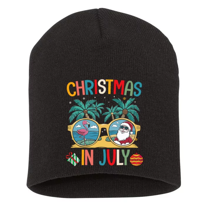 Summer Santa Claus Beach Christmas In July Funny Short Acrylic Beanie