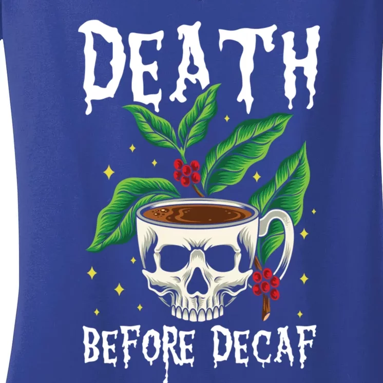 Skeleton Skull Cup Of Coffee Coffee Lovers Coffee Gift Women's V-Neck T-Shirt