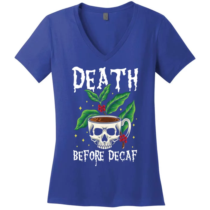 Skeleton Skull Cup Of Coffee Coffee Lovers Coffee Gift Women's V-Neck T-Shirt