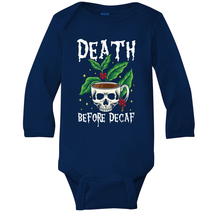 Skeleton Skull Cup Of Coffee Coffee Lovers Coffee Gift Baby Long Sleeve Bodysuit