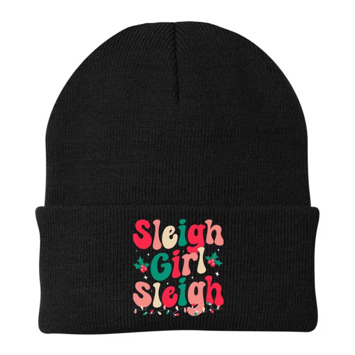 Sleigh Sleigh Christmas Retro Xmas Holiday Knit Cap Winter Beanie