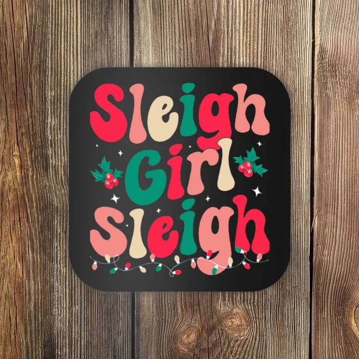 Sleigh Sleigh Christmas Retro Xmas Holiday Coaster