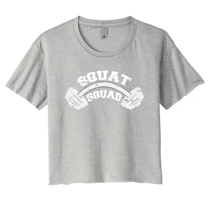 Squat Squad Cool Gift Barbell Squatting Team Gym Partner Motivation Cool Gift Women's Crop Top Tee