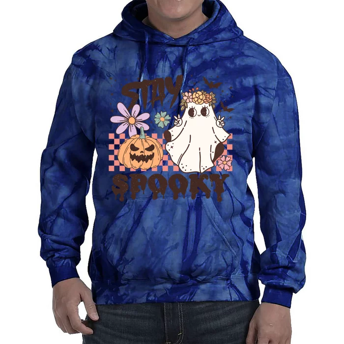 Stays Spooky Cute Ghost Pumpkin Halloween Spooky Season Tie Dye Hoodie