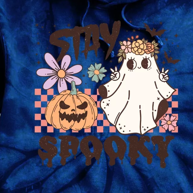 Stays Spooky Cute Ghost Pumpkin Halloween Spooky Season Tie Dye Hoodie