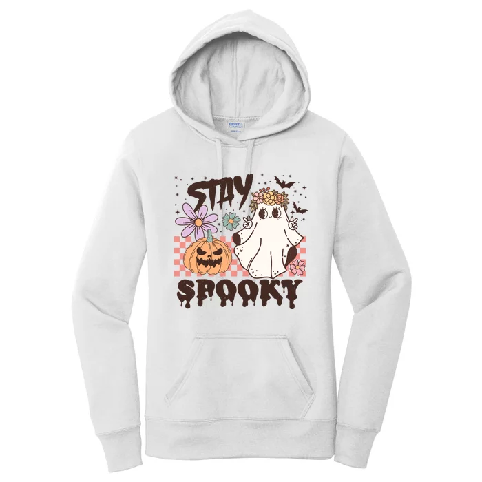 Stays Spooky Cute Ghost Pumpkin Halloween Spooky Season Women's Pullover Hoodie