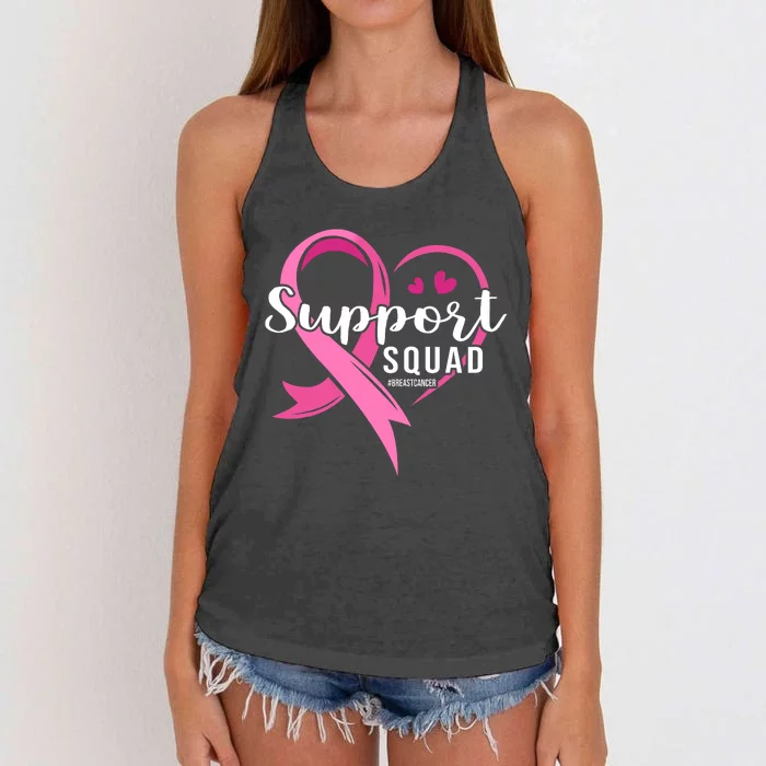 Support Squad Cute Heart Breast Cancer Awareness Women's Knotted Racerback Tank