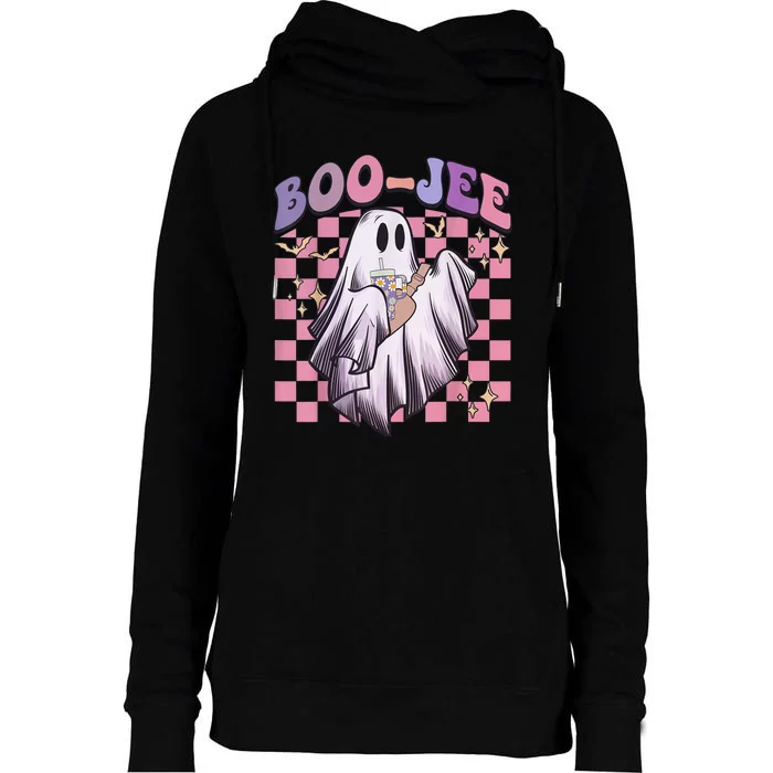 Spooky Season Cute Groovy Ghost Halloween Costume Boo Jee Womens Funnel Neck Pullover Hood