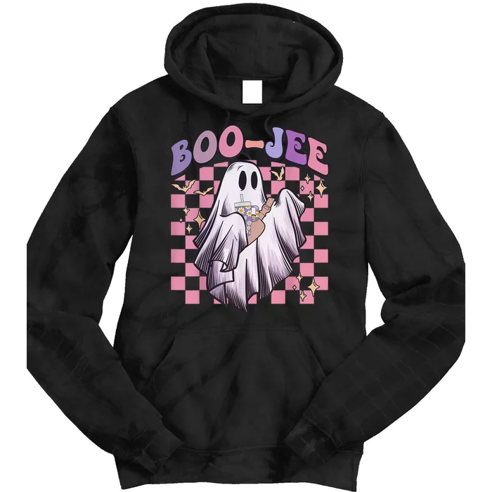 Spooky Season Cute Groovy Ghost Halloween Costume Boo Jee Tie Dye Hoodie