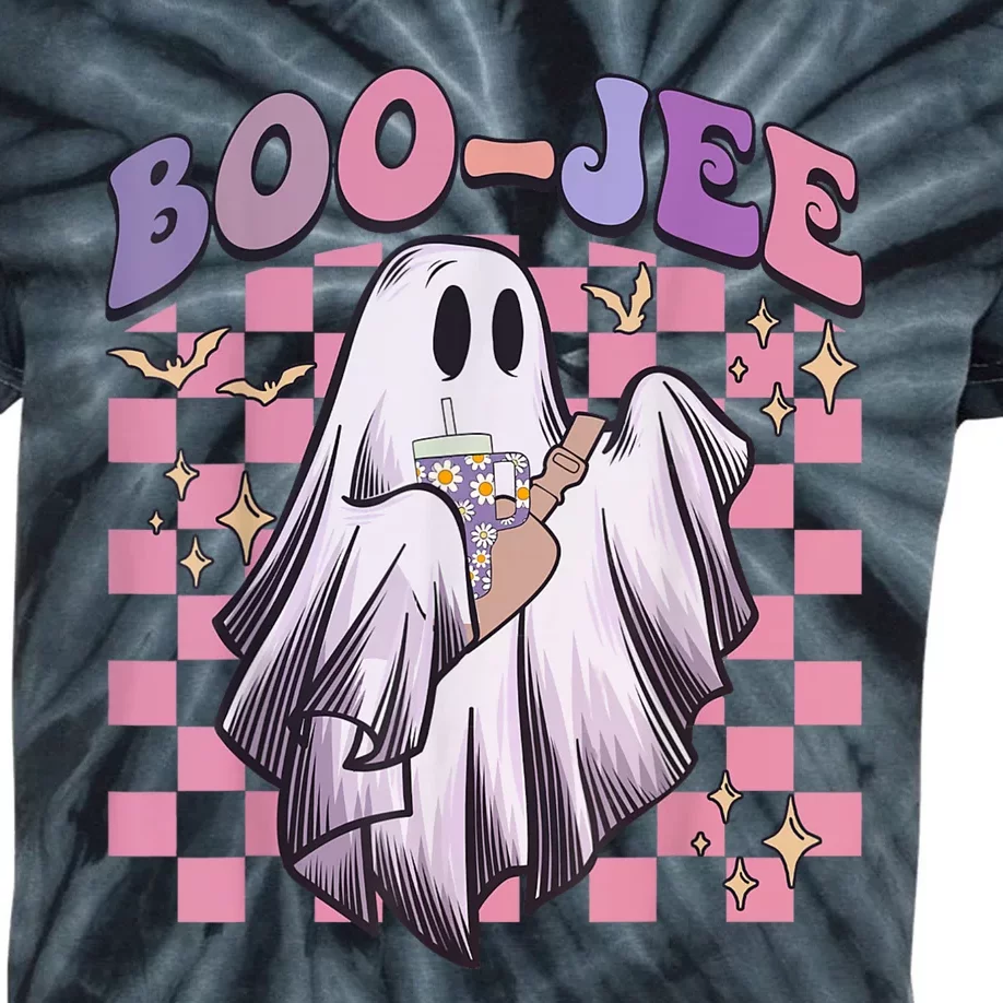 Spooky Season Cute Groovy Ghost Halloween Costume Boo Jee Kids Tie-Dye T-Shirt