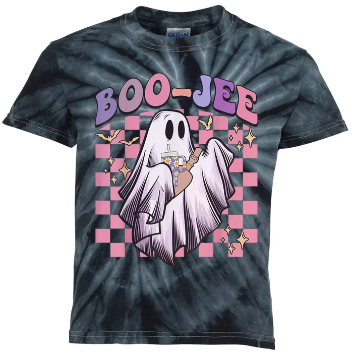 Spooky Season Cute Groovy Ghost Halloween Costume Boo Jee Kids Tie-Dye T-Shirt