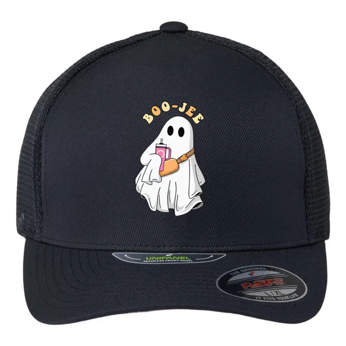 Spooky Season Cute Ghost Halloween Costume Boujee BooJee Flexfit Unipanel Trucker Cap