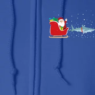 Shark Santa Christmas Sleigh Funny Shark Xmas Meaningful Gift Full Zip Hoodie