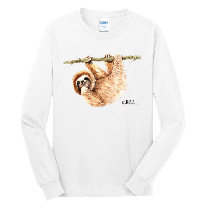 Sloth Says Chill Tall Long Sleeve T-Shirt