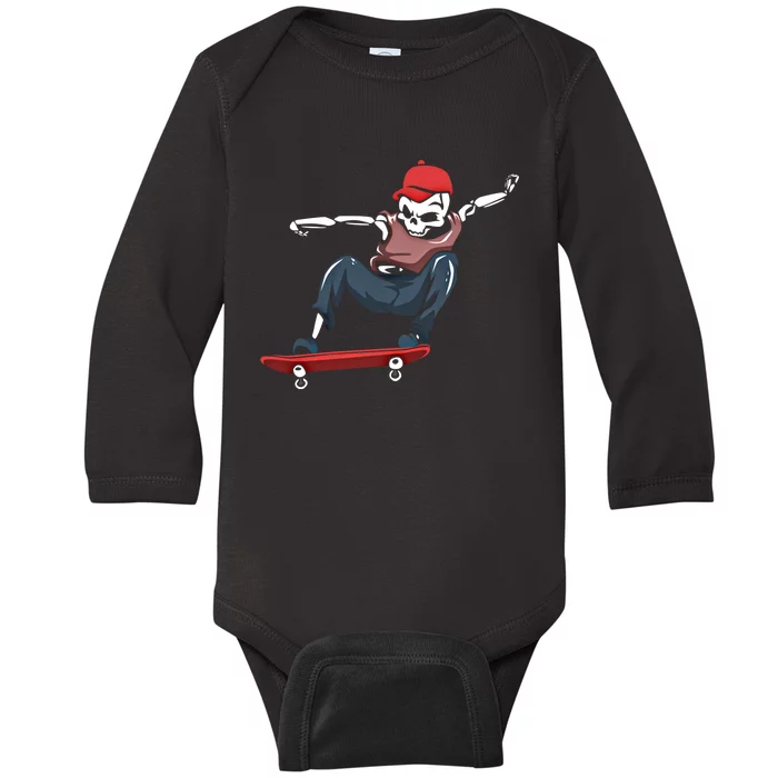 Skateboarding Skater Cool Gift Skateboard Skeleton Great Gift Baby Long Sleeve Bodysuit