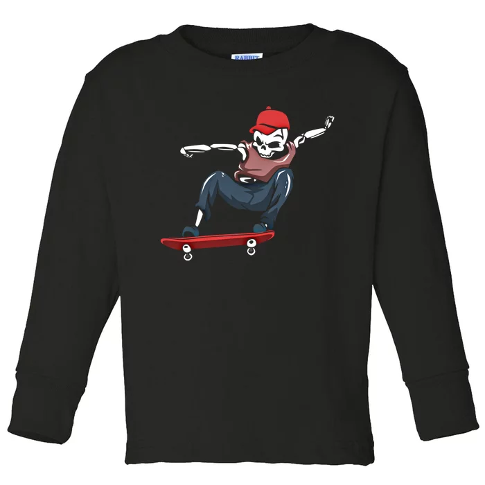 Skateboarding Skater Cool Gift Skateboard Skeleton Great Gift Toddler Long Sleeve Shirt