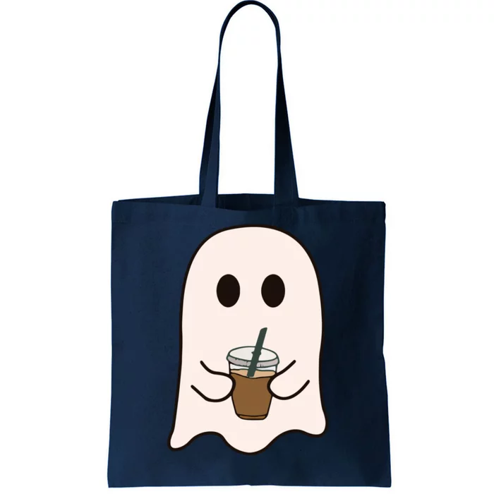 Spooky Season Cute Little Ghost Ice Coffee Halloween Costume Tote Bag