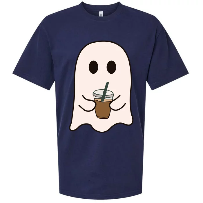 Spooky Season Cute Little Ghost Ice Coffee Halloween Costume Sueded Cloud Jersey T-Shirt