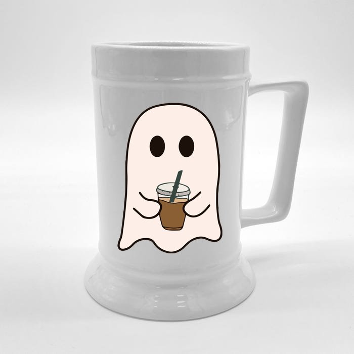 Spooky Season Cute Little Ghost Ice Coffee Halloween Costume Front & Back Beer Stein